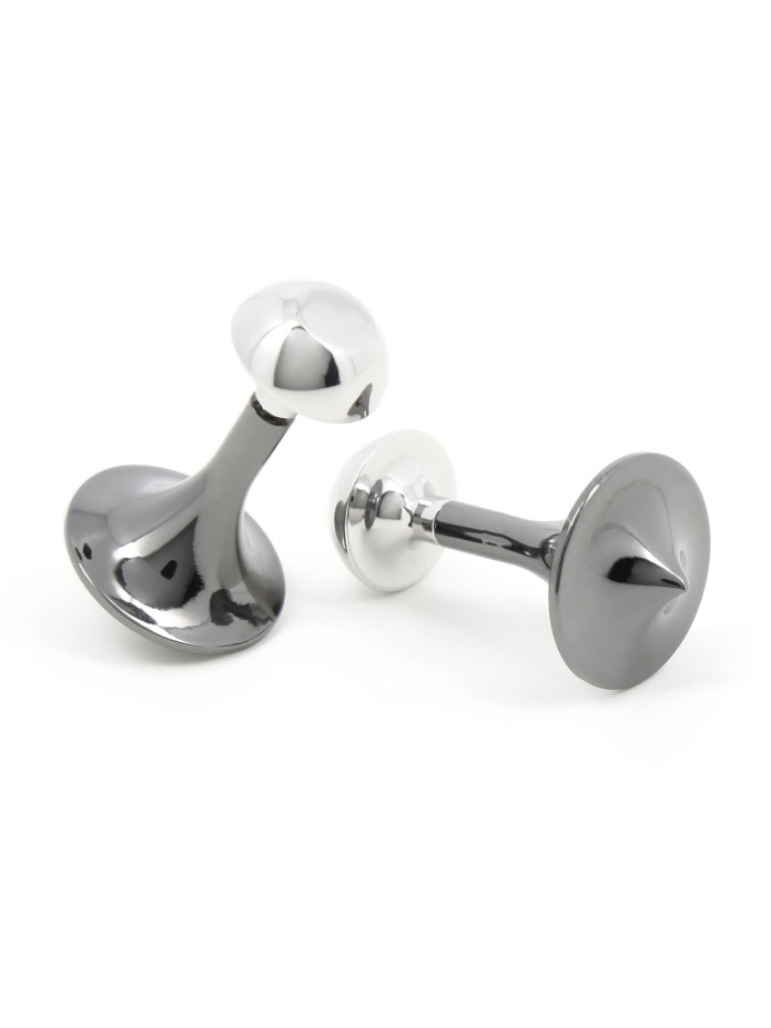 Gunmetal and silver spinning cufflinks - Asakusa