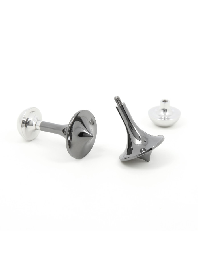 Gunmetal and silver spinning top cufflinks - Asakusa