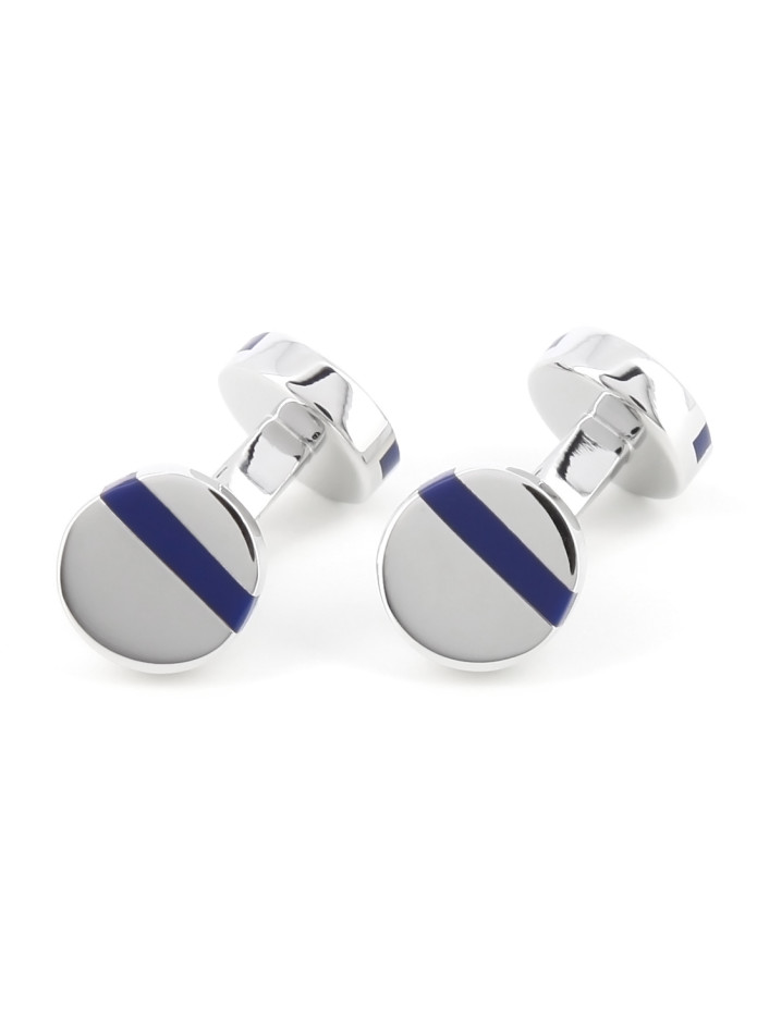 Navy blue round cufflinks - Madrid