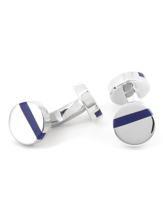 Navy blue round cufflinks - Madrid