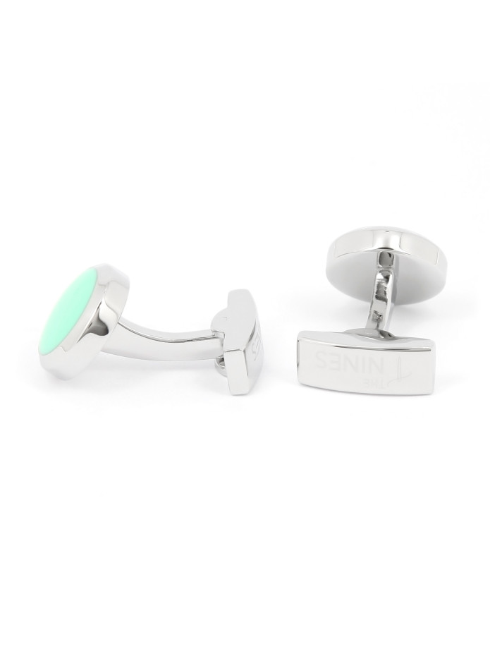 Aqua green round cufflinks - Montreux II
