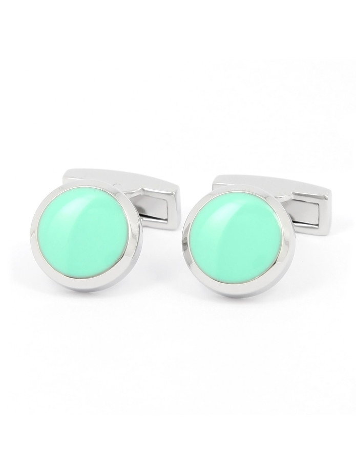 Round aqua green cufflinks - Montreux II
