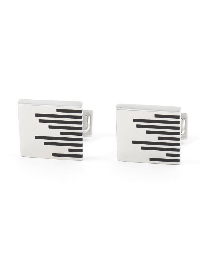Black striped cufflinks - Saint Briac