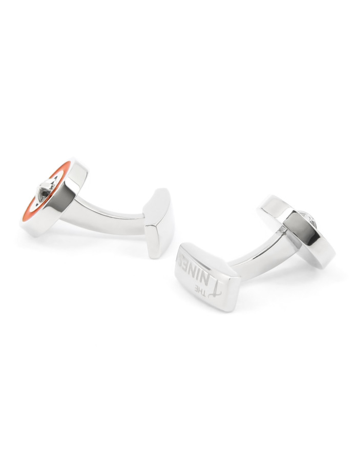 S&W Solid Orange Cufflinks - Stainless Steel Matching Set In Gift Box