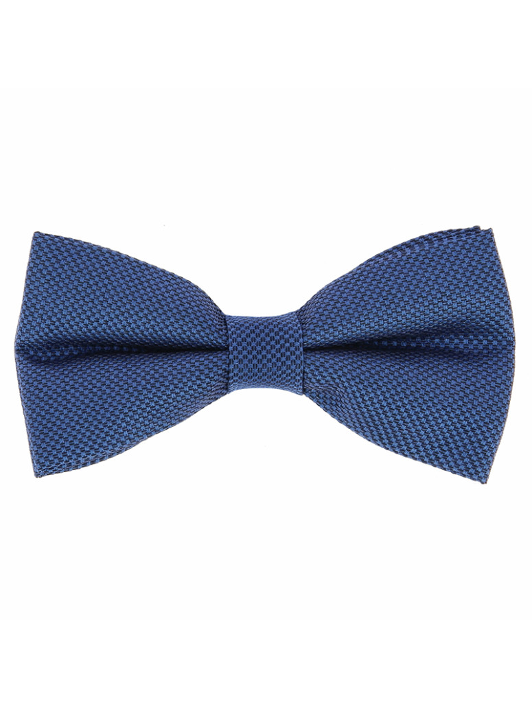 Steel blue semi-plain silk bow tie