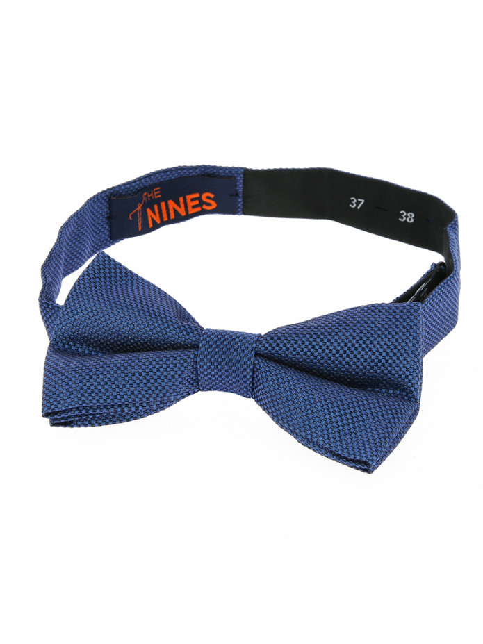 Steel blue semi-plain silk bow tie
