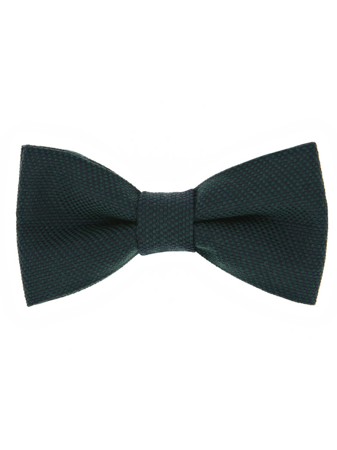 Green silk and wool bow tie
