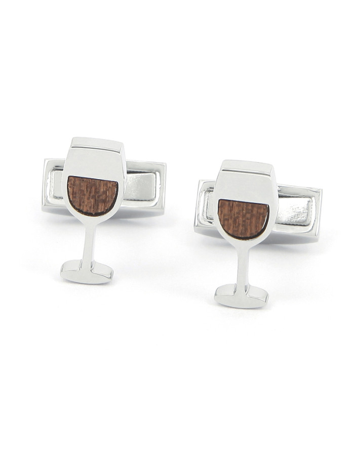 Wine glass wooden cufflinks - St. Estèphe