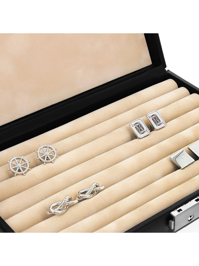 Faux-leather cufflink storage box