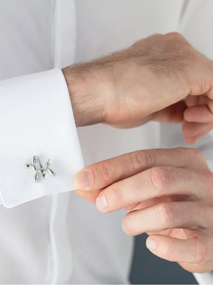 Silver balloon dog cufflinks - Jeff II - The Nines
