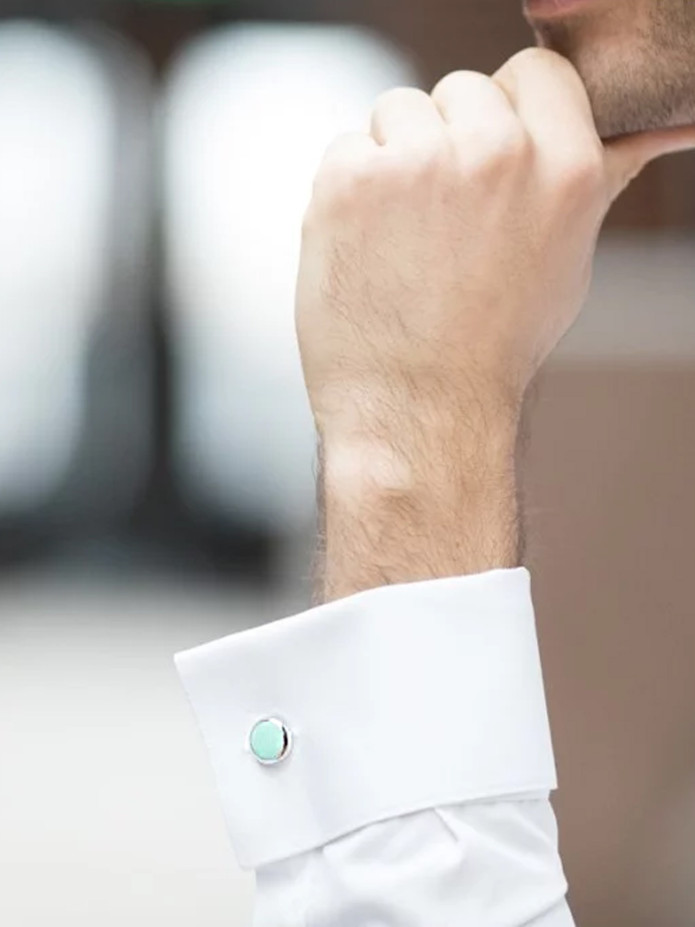 Round aqua green cufflinks - Montreux II