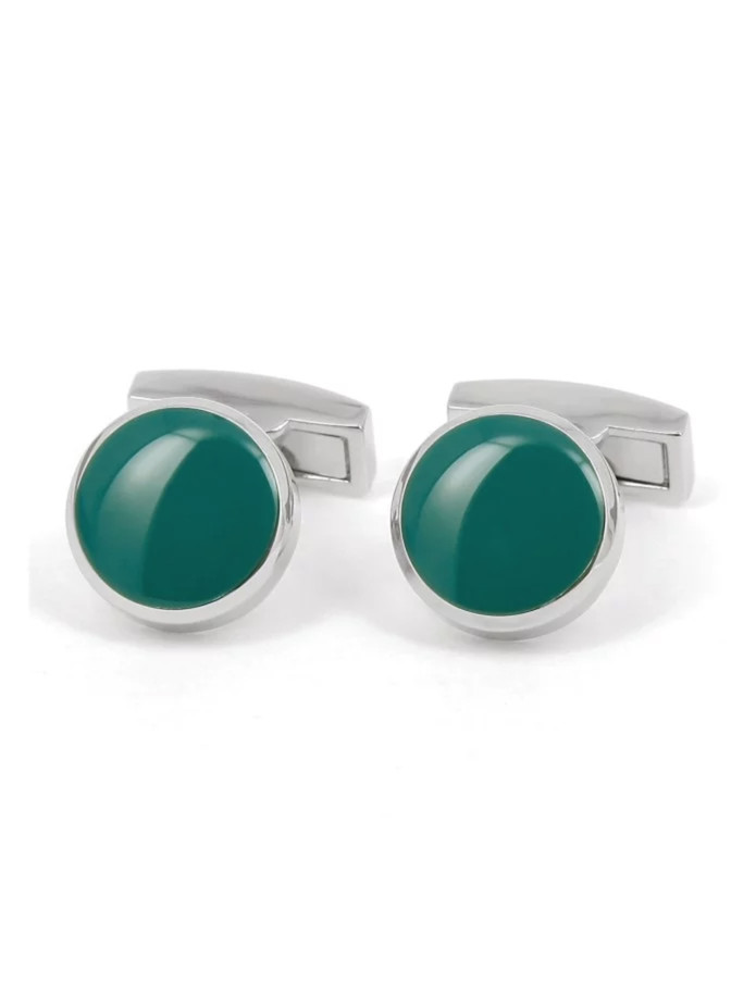 Round thyme green cufflinks - Montreux II