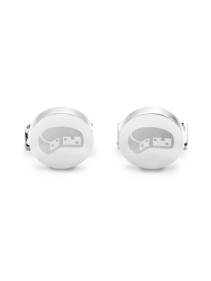 Silver cheese cufflinks