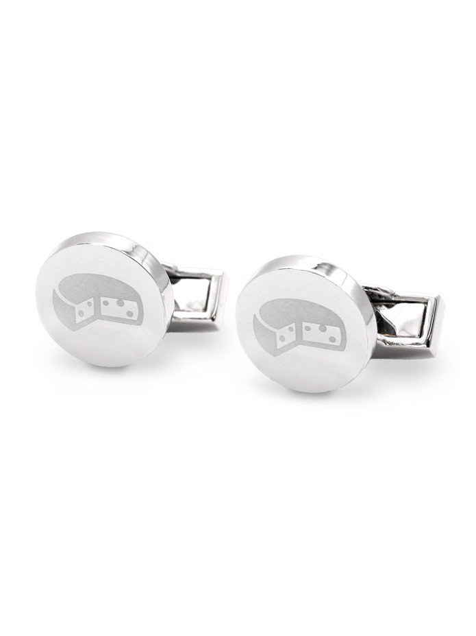 Silver cheese cufflinks
