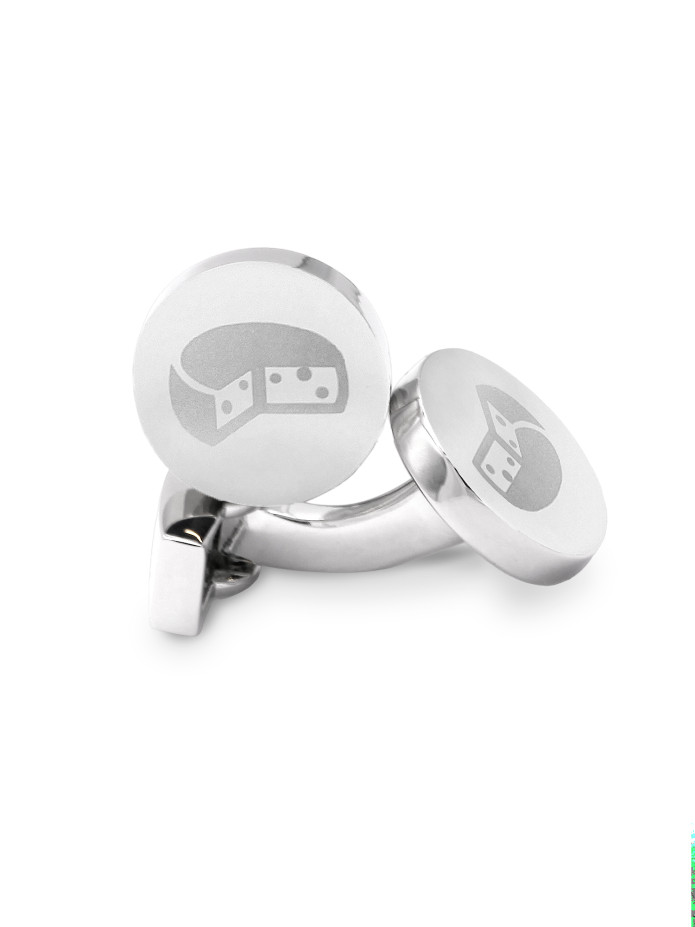 Silver cheese cufflinks