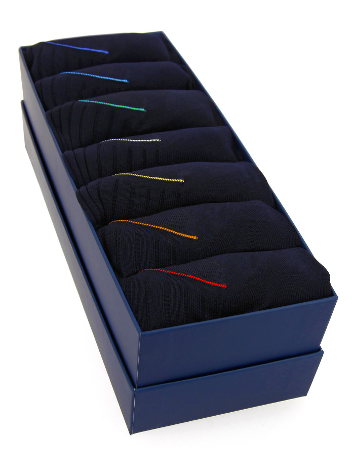 Navy blue Egyptian cotton mid-calf socks - 7 days