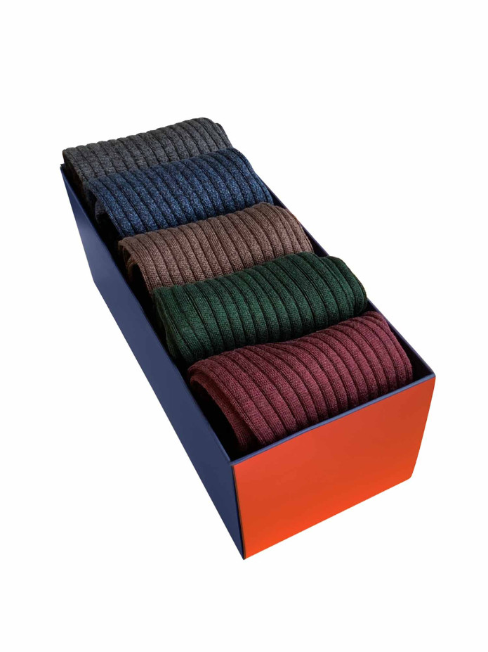 Weekly sock set in mercerized cotton - heathered effect