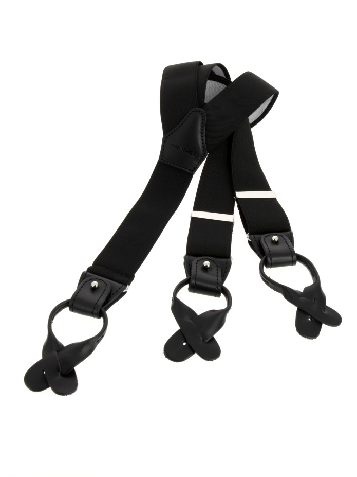 Black men's suspenders with buttons