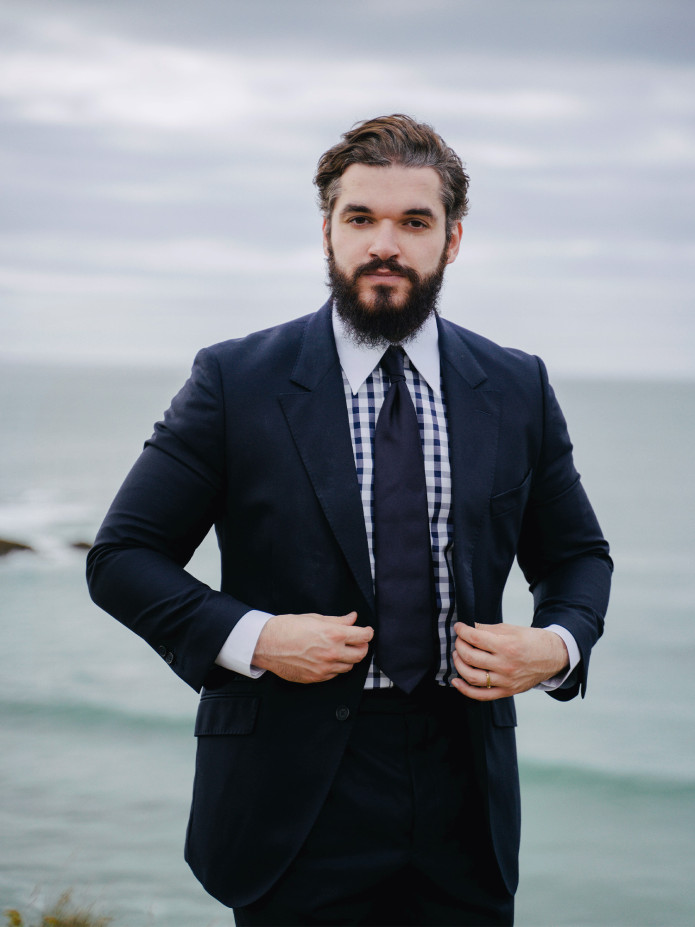 Dark blue tie in silk Côme