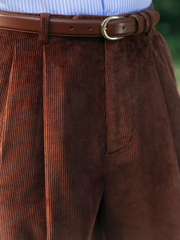 High-waisted corduroy trousers in cognac - Faro