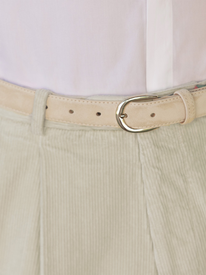 Thin beige belt golden buckle in nubuck - Gab