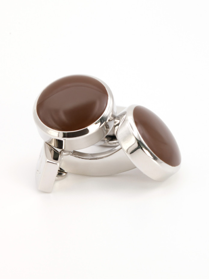 Round brown cufflinks Montreux II