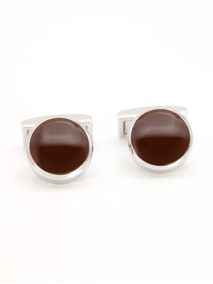 Round brown cufflinks Montreux II