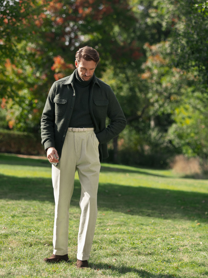 Thin beige belt golden buckle in nubuck - The Nines