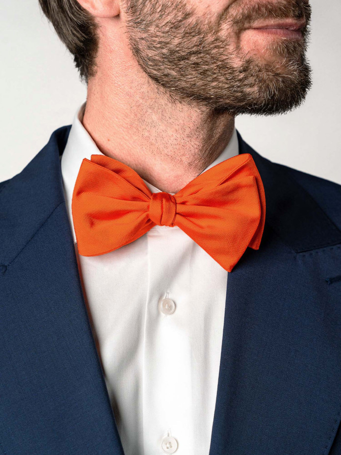 Orange bow tie in silk Côme