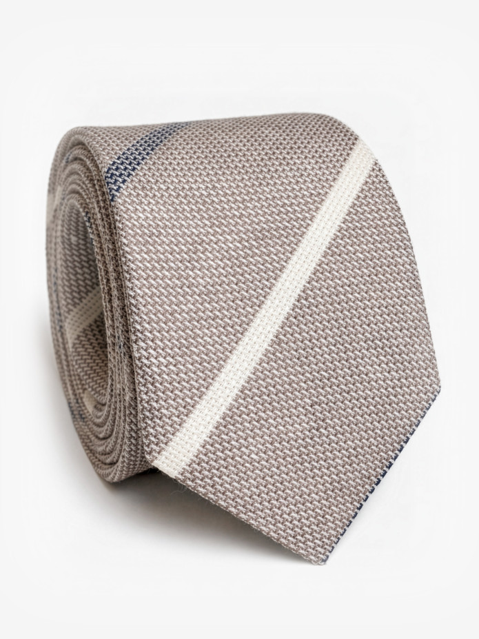 Linen Tie Beige Striped