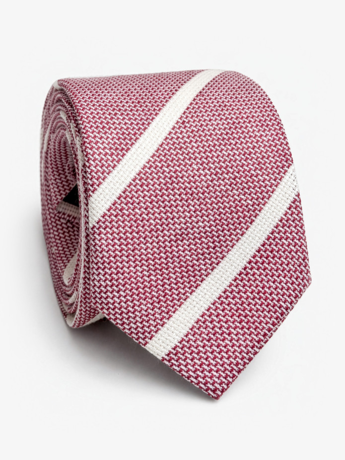 Linen Tie Burgundy Striped