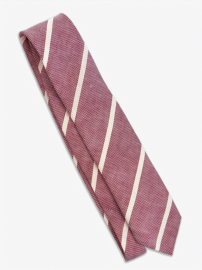 Linen Tie Burgundy Striped