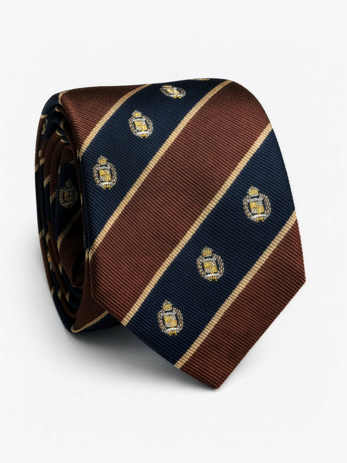 Club Tie Navy And Brown Pattern