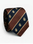 Navy Blue and Brown Silk Club Tie with Motifs