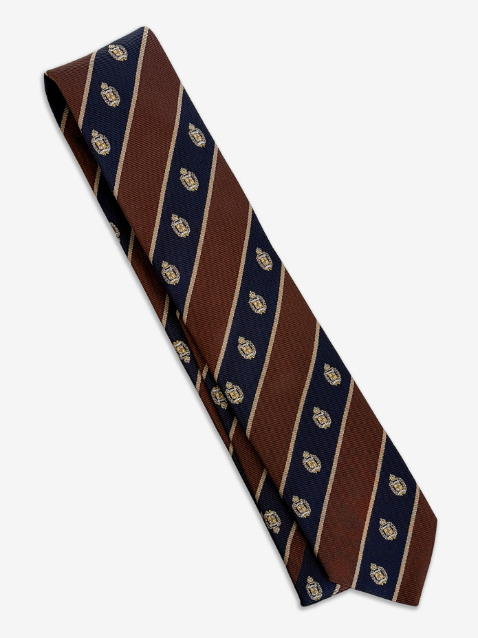Club Tie Navy And Brown Pattern