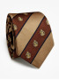 Silk club tie in brown and beige with motifs