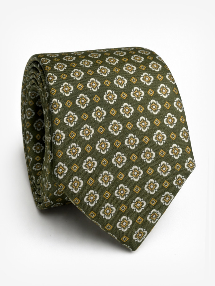 Silk Tie Green Classic Pattern