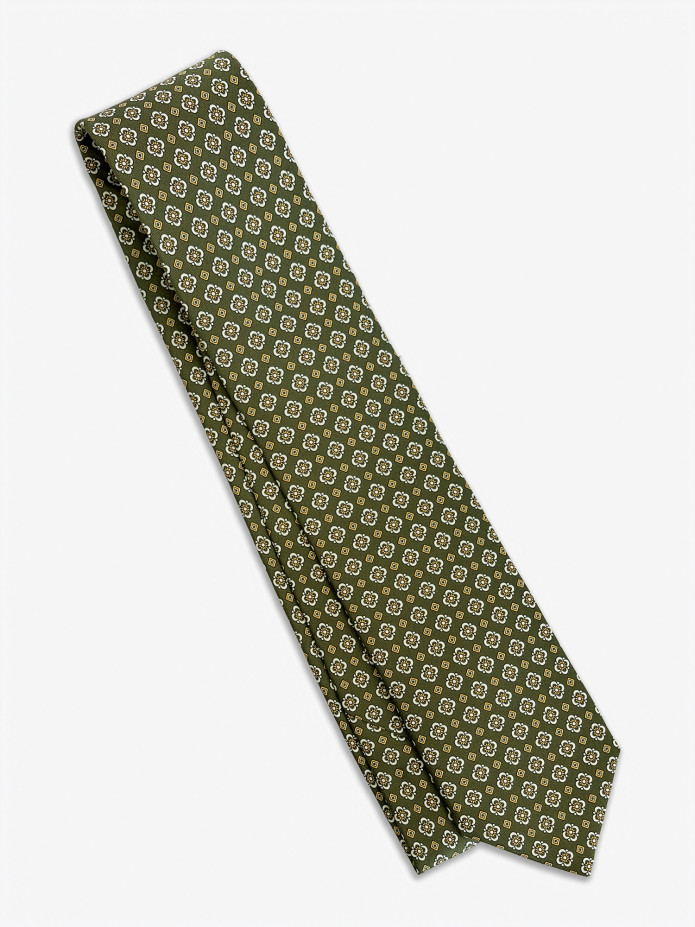 Silk Tie Green Classic Pattern