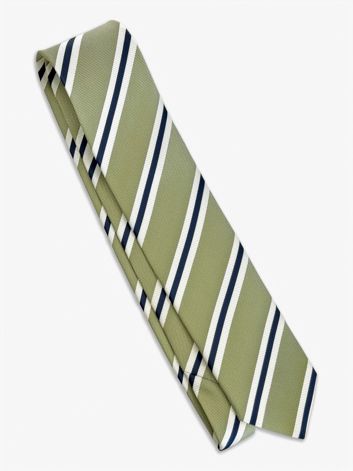 Green tie with double stripes