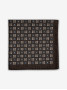 Suit pocket square in brown wool with square pattern
