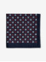 Suit pocket square in navy wool with square pattern