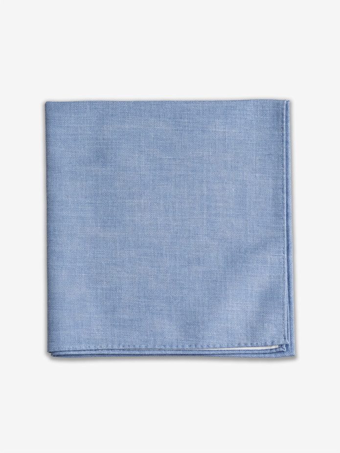 Pocket Square Azure Blue Silk Bari