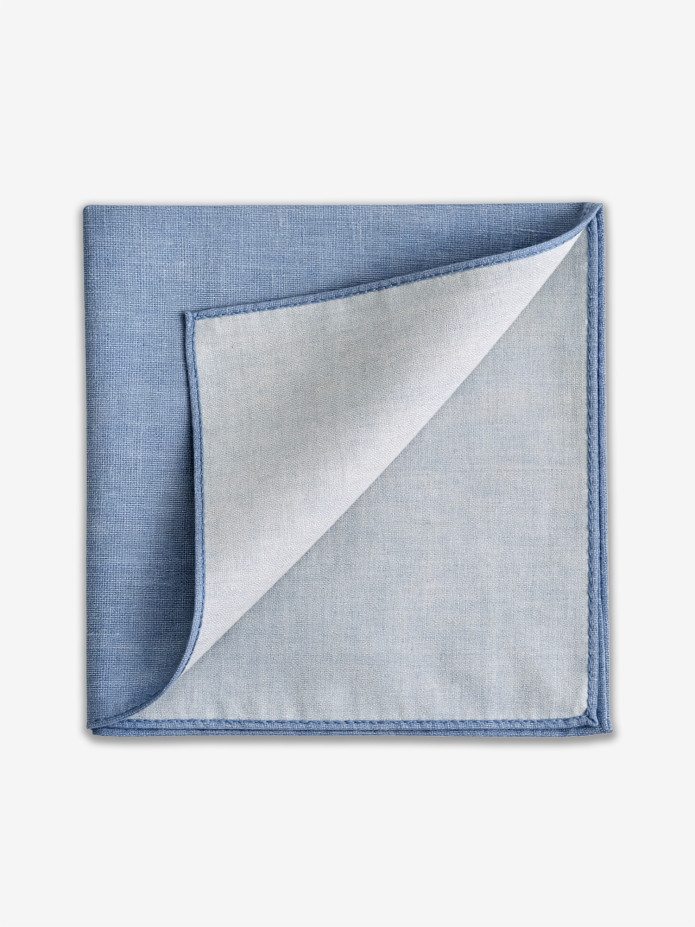 Pocket Square Azure Blue Silk Bari