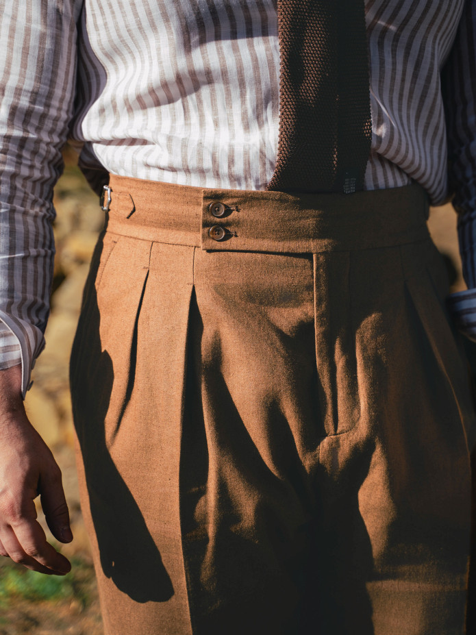 Brown High-Waisted Trousers - Litha