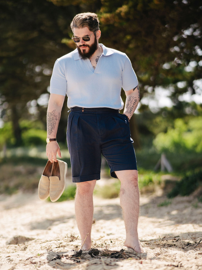 High-Waisted Navy Blue Shorts - Litha