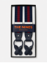 Men\'s striped navy blue and burgundy button suspenders