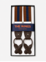 Men\'s striped cognac and navy blue button suspenders