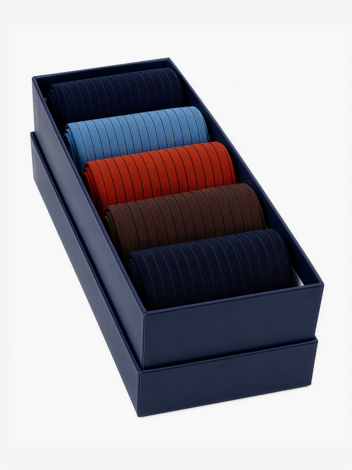Weekly Set of 5 Pairs of Scottish Thread Striped Socks