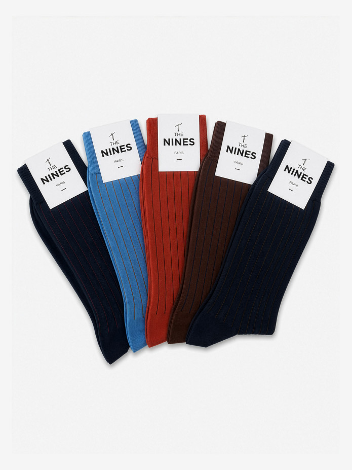 Weekly Set of 5 Pairs of Scottish Thread Striped Socks