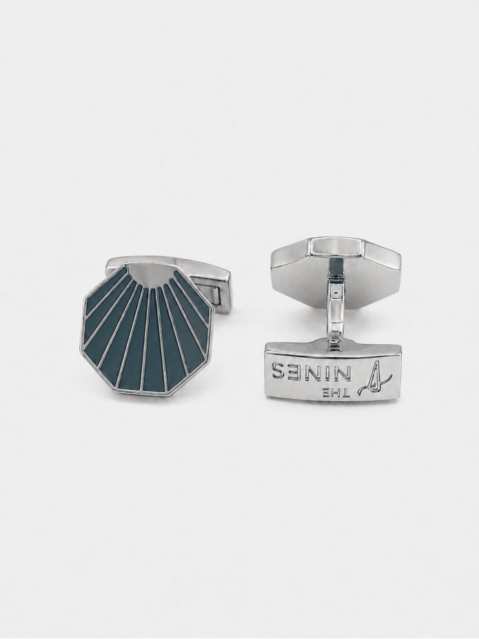 Art Déco Teal Blue Cufflinks - Compostelle